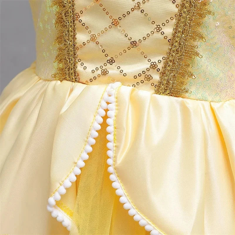 Girls Elegant Mesh Princess Ball Gown Costume Dress