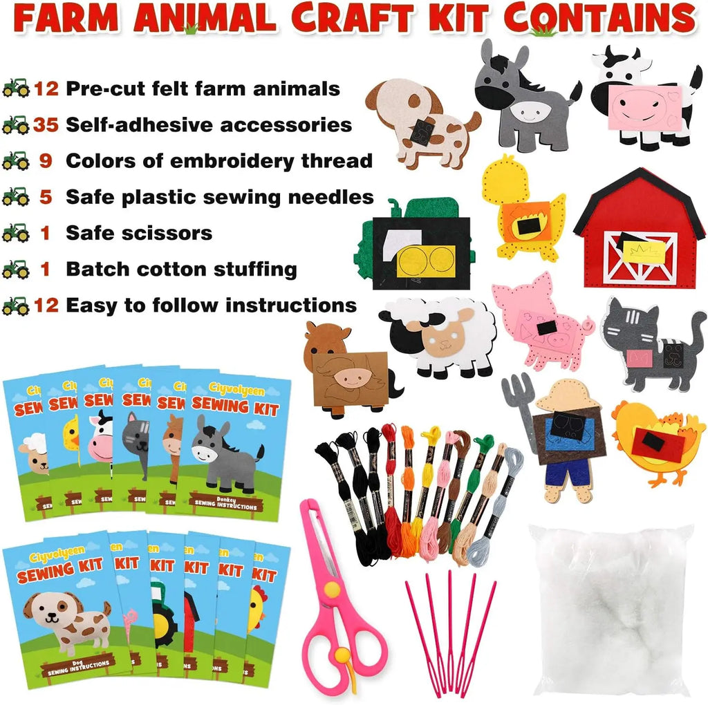 Christmas Sewing Kit Animal Sewing Craft Kit Farm Animal Toy DIY Crafting Sewing Set Educational Craft Set For Children Gifts
