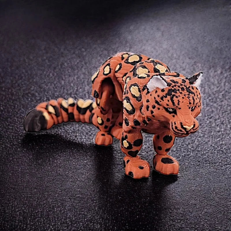 3D Printed Snow Leopard Model Simulation Multi-joint Movable Wild Animals Figurines Miniatures Home Decoration Crafts Figurines