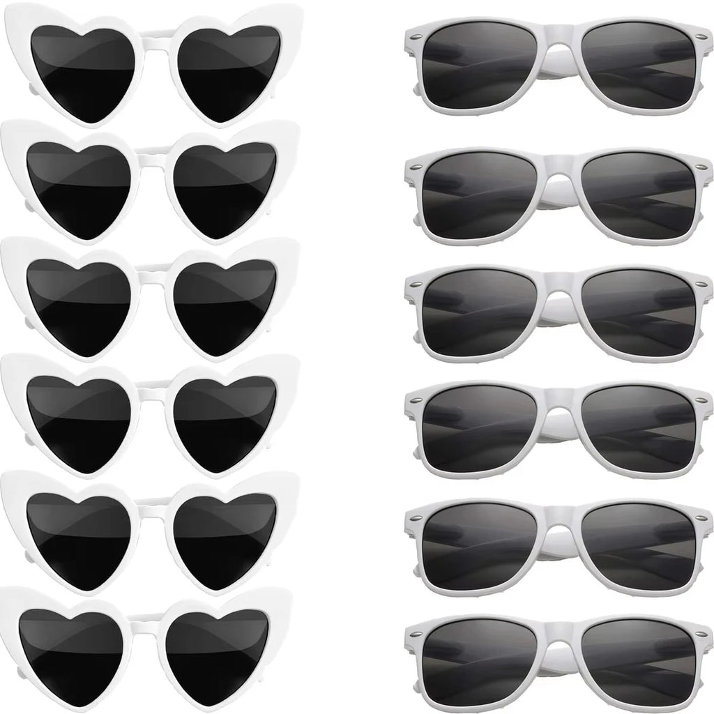 12-120Pcs Wedding Heart Sunglasses with Pen Personalised Heart Glasses Bachelorette Party Sunglasses for Wedding Party Favors