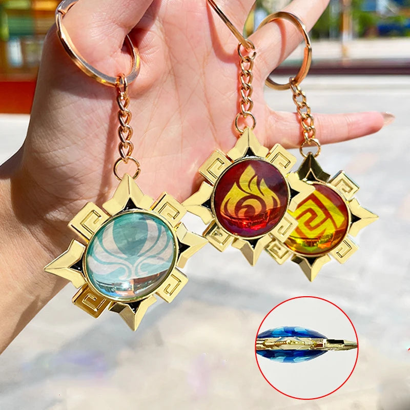 Game Impact Natlan Visions Pendant Cosplay Fontaine Eye Of God DIY Backpack Keychains Halloween Transparent Glasses Women Gifts