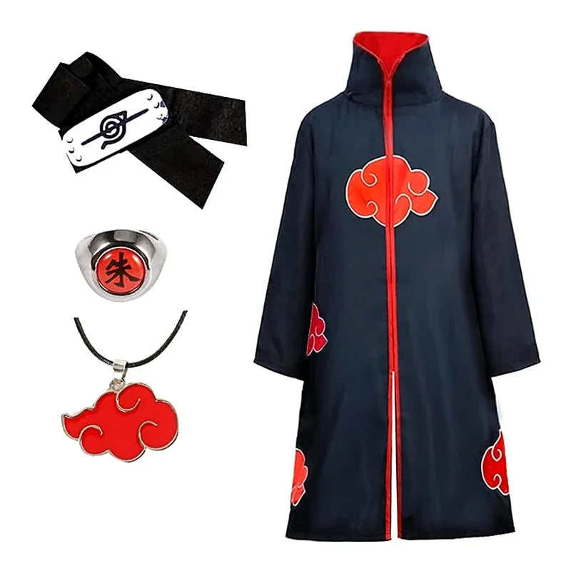 Unisex Anime-Inspired Cloak Costume with Headband & Ring