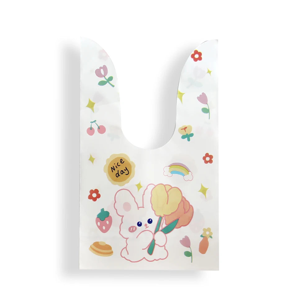 10/50pcs/lot Cute Rabbit Ear Bags Cookie Plastic Bags&Candy Gift Bags For Biscuits Snack Baking Package And Event Party Supplies