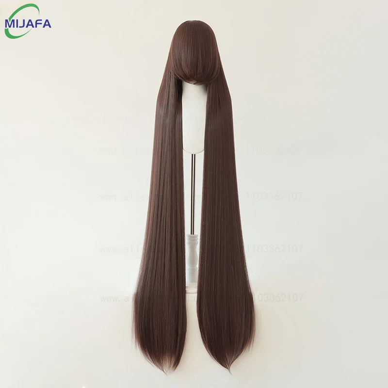 150cm Long Straight Cosplay Wig with Bangs Heat Resistant