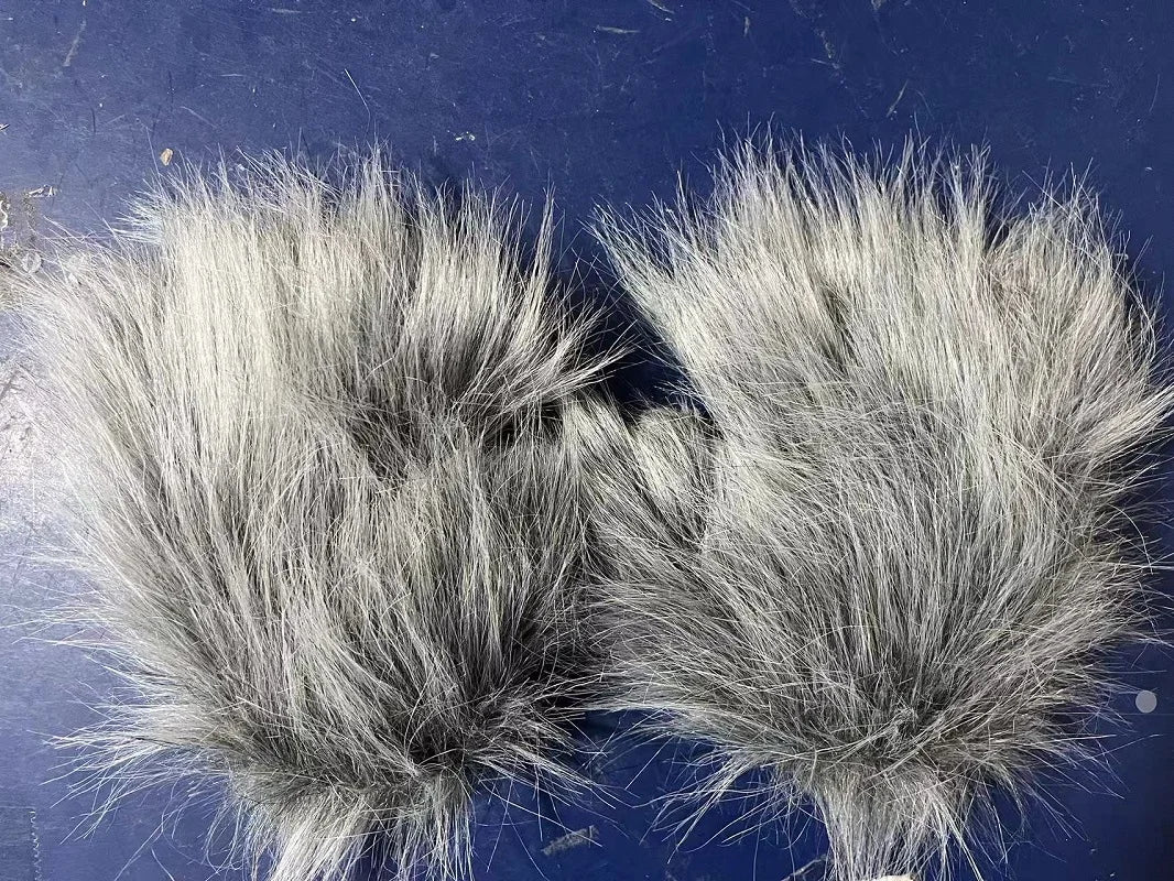 Wolf Paw Gloves Faux Fur Cat Fingerless Mittens Winter Warm Cosplay Halloween Fancy Party Costume Accessories