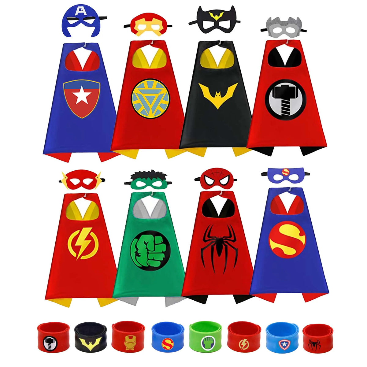 8-Piece Superhero Cape Set for Kids Halloween & Dress-Up Parties