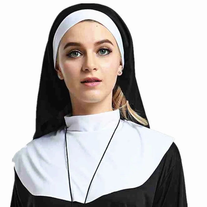 Women’s Traditional Nun Costume Black Robe for Halloween