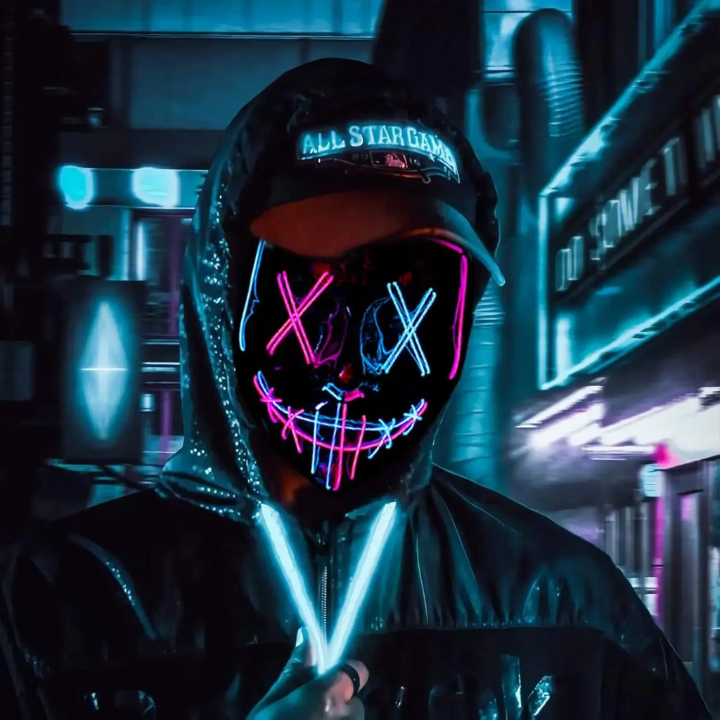 LED Light Up Halloween Mask for Cosplay & Costume Parties