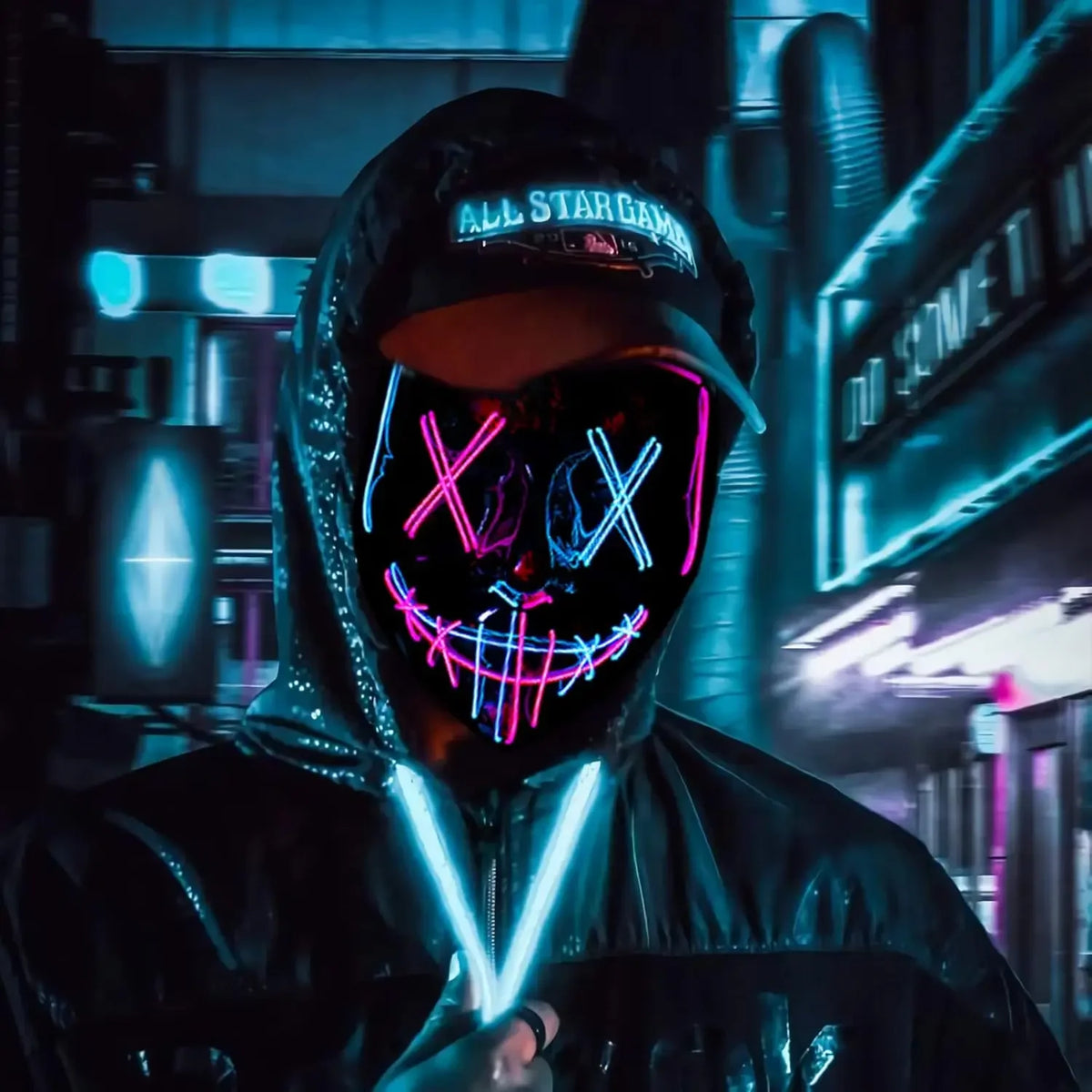 LED Light Up Halloween Mask for Cosplay & Costume Parties