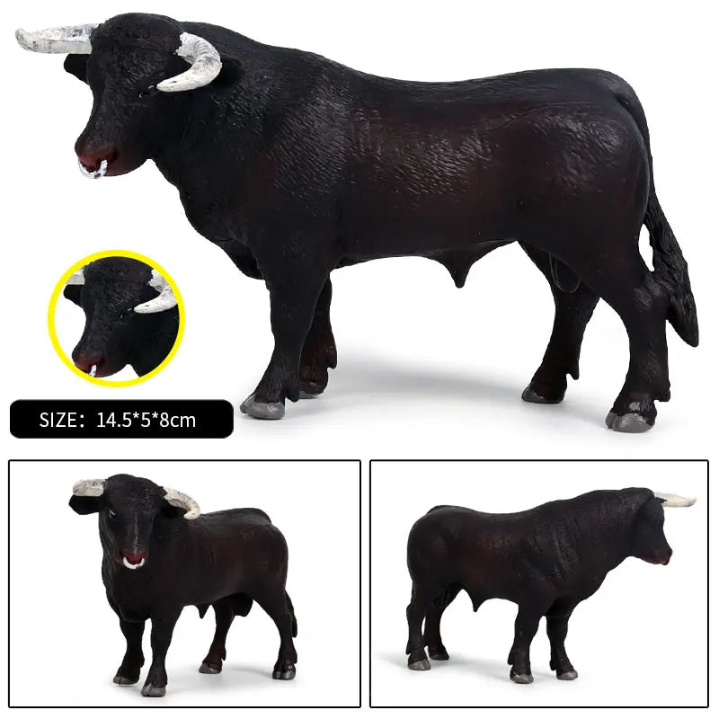 Oenux Farm Animals Bullfighting Cowboy Simulation Poultry Cattle Calf Bull OX Action Figures Collection Pvc Model Toy Kids Gift