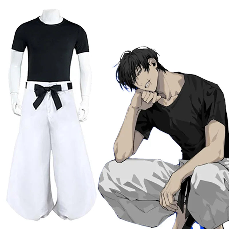 Anime-Inspired T-Shirt Cosplay Set with Wig & Pants