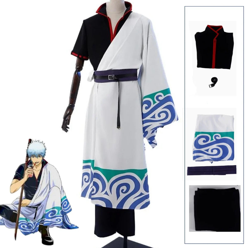 Anime-Inspired Samurai Cosplay Costume Set with Wig