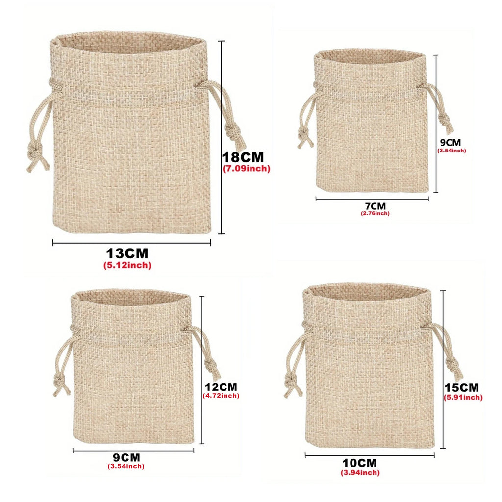 50PCS 13X18/10X15/9X12/7X9CM Drawstring Burlap Bag Jute Gift DIY Wedding Favor Gift Bag For Packaging Candy Chocolate Jewery