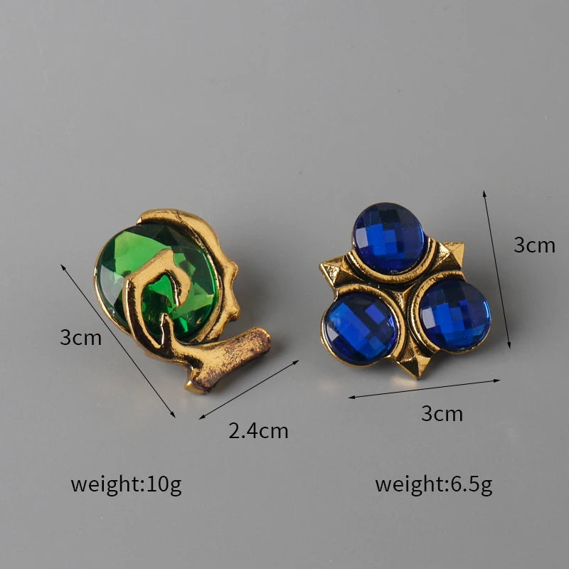 Fantasy Shield Sword and Stone Brooch Pin Set for Costumes