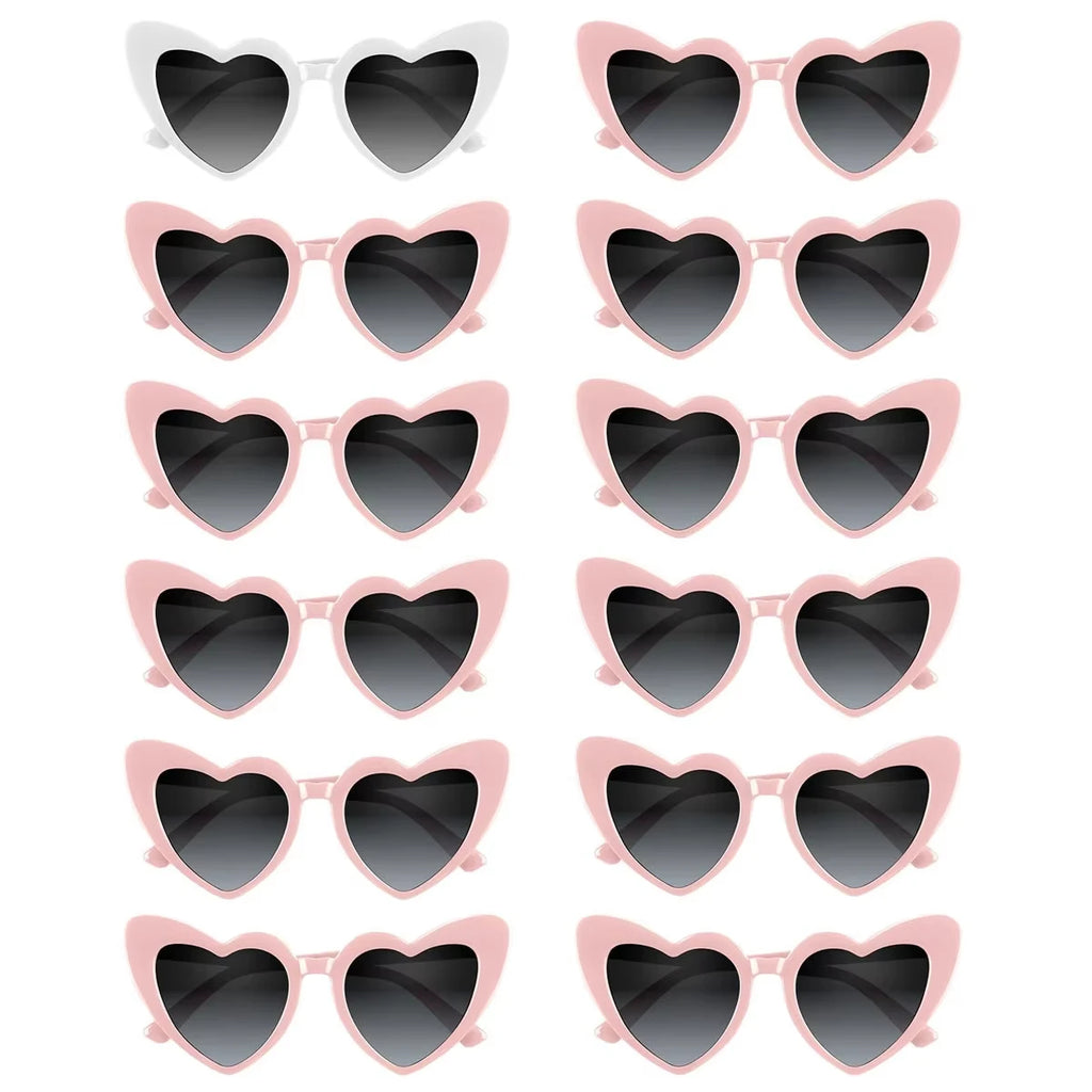 12-120Pcs Wedding Heart Sunglasses with Pen Personalised Heart Glasses Bachelorette Party Sunglasses for Wedding Party Favors