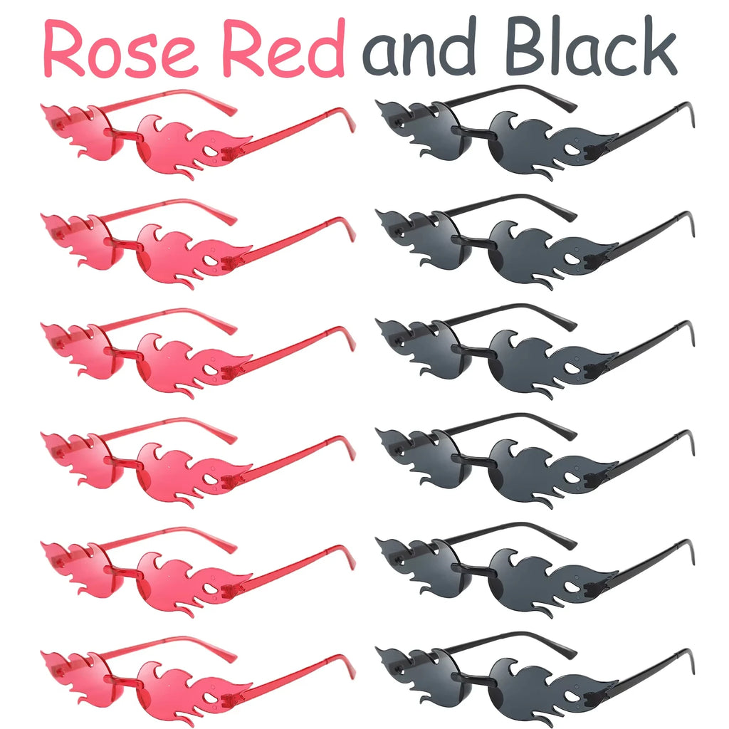 12-120 Pcs Red Fire Flame Glasses Fire Shape Sunglasses Fire Sunglasses Party Decor for Summer Shower Wedding Halloween Cosplay