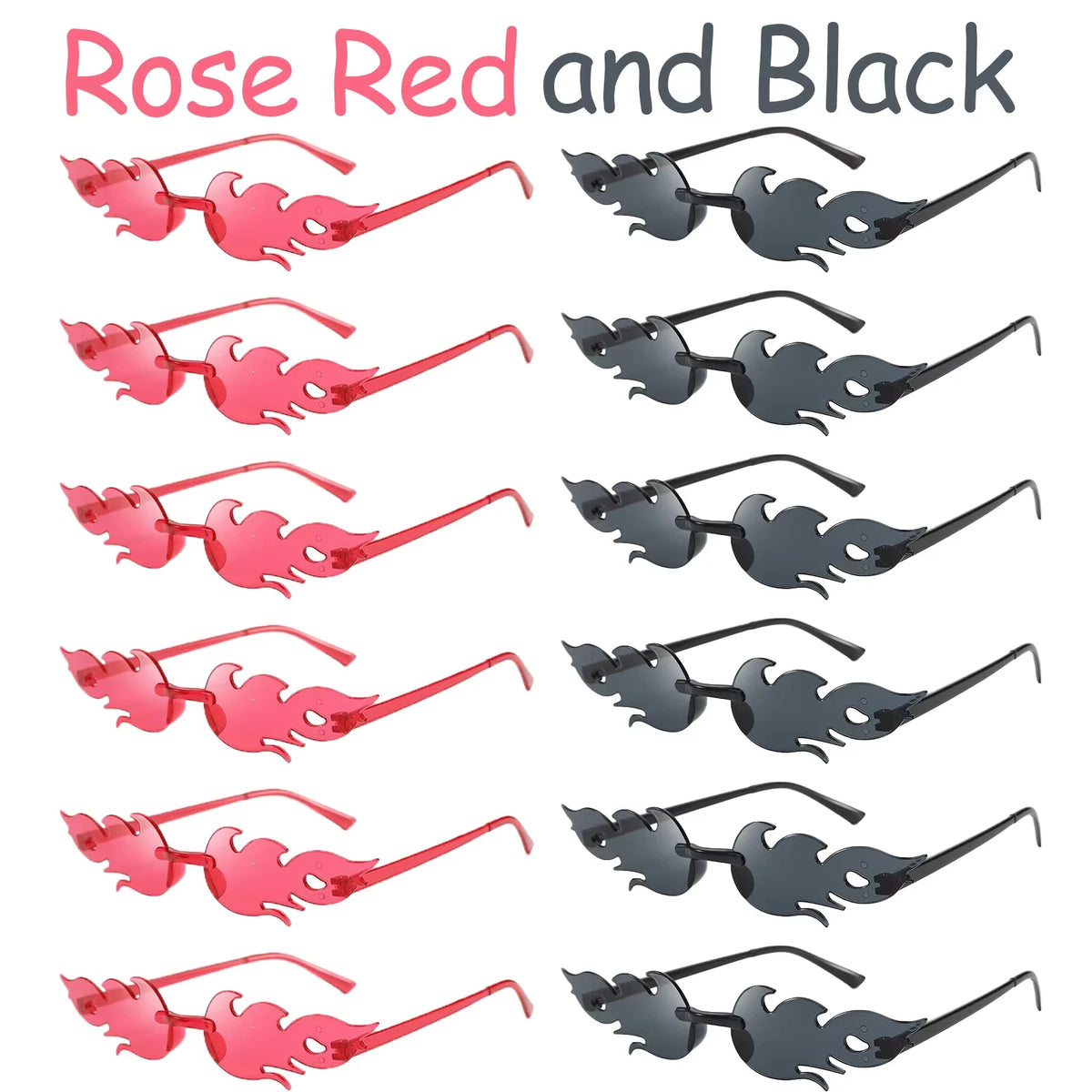 12-120 Pcs Red Fire Flame Glasses Fire Shape Sunglasses Fire Sunglasses Party Decor for Summer Shower Wedding Halloween Cosplay