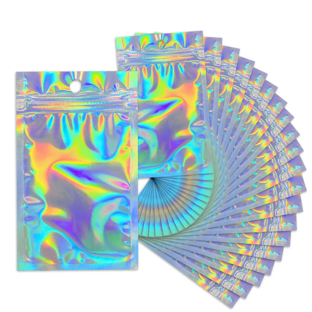 Holographic Bag Multi-size Laser Rainbow Pattern Self-sealing Bag for Candy Food Necklace Jewelry Gift Resealable Packaging Bag