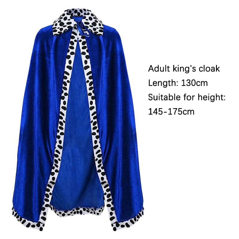 King Prince Cape Costume with Crown for Adults & Kids