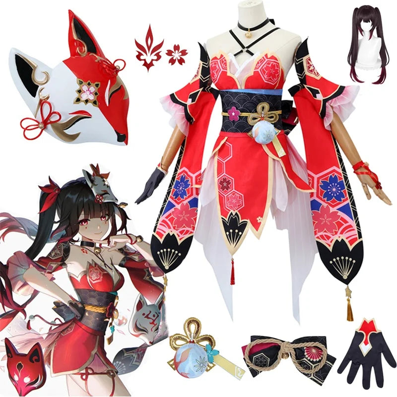 Anime-Inspired Women’s Cosplay Costume Set with Wig & Mask