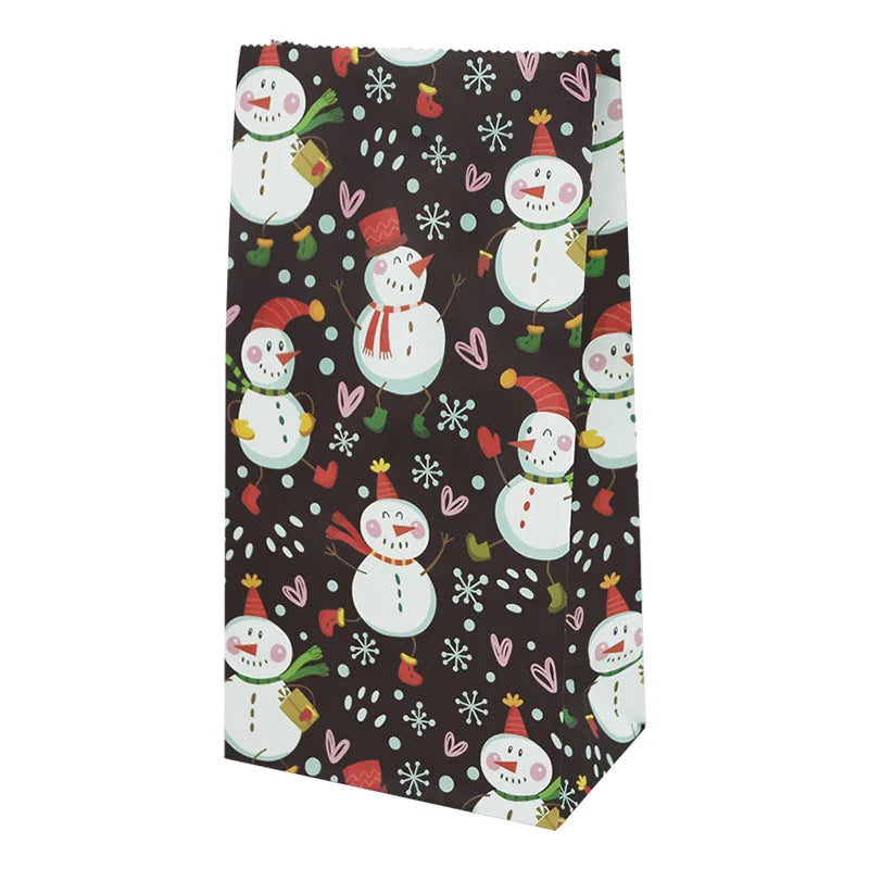 10pcs Kraft Paper Candy Cookie Bag Santa Claus Snowman Christmas Gift Packing Bags Xmas Navidad New Year Party Decor Supplies
