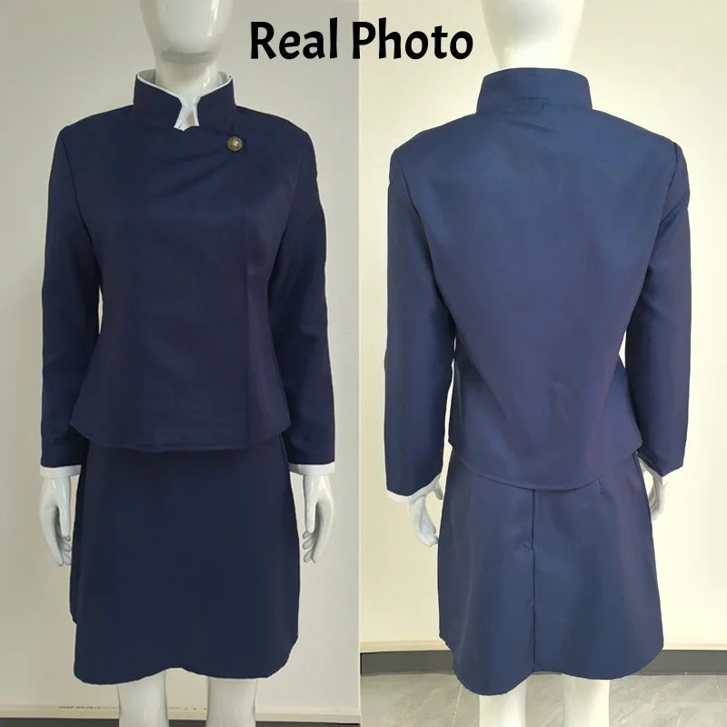 Anime-Inspired Cosplay Uniform Set with Wig, Glasses & Skirt