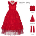 Gothic Red Wedding Dress Costume with Veil & Gloves