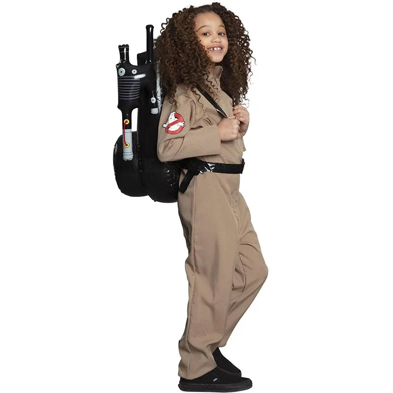 Adult Ghost Hunter Jumpsuit Costume with Bag for Halloween