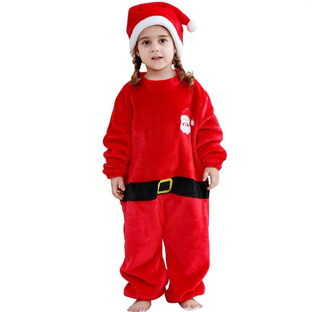 MICHLEY Christmas Baby Rompers Flannel Cosplay Toddler Infant Cute Clothes Overall Bodysuits Jumpsuit Costume For Girls Boys Kid