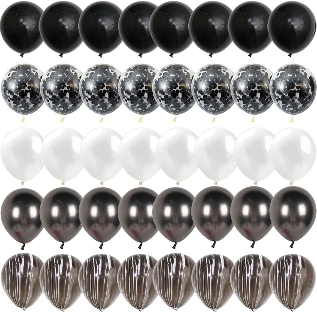 Black Metal Latex Confetti Balloon 30 40 50th Birthday Decoration Matte Globos New Year Wedding Birthday Party Baby Shower Decor