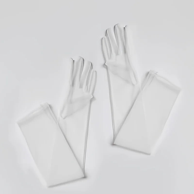 Ladies' Festival Colorful Long Satin Transparent Gloves with Fingers Black White Red Sexy Dance Party Theme Halloween