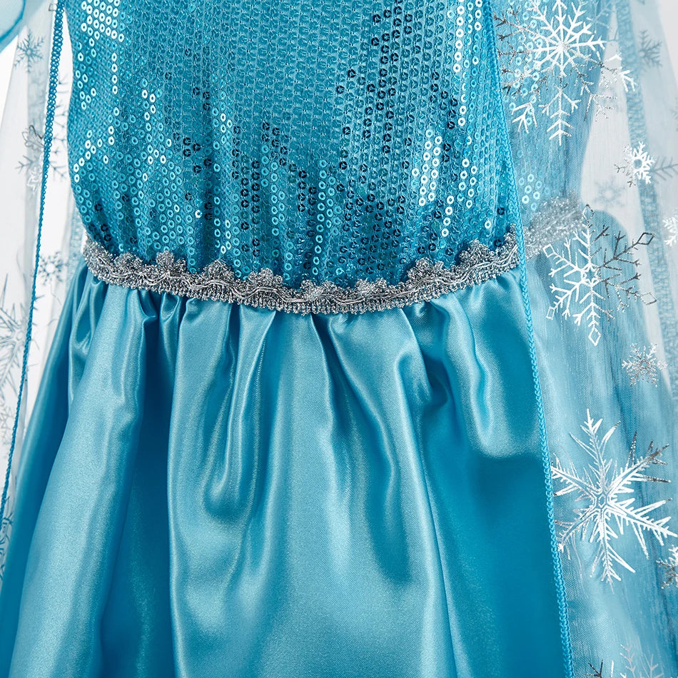 Girls Sequined Snow Queen Dress, Winter Princess Costume