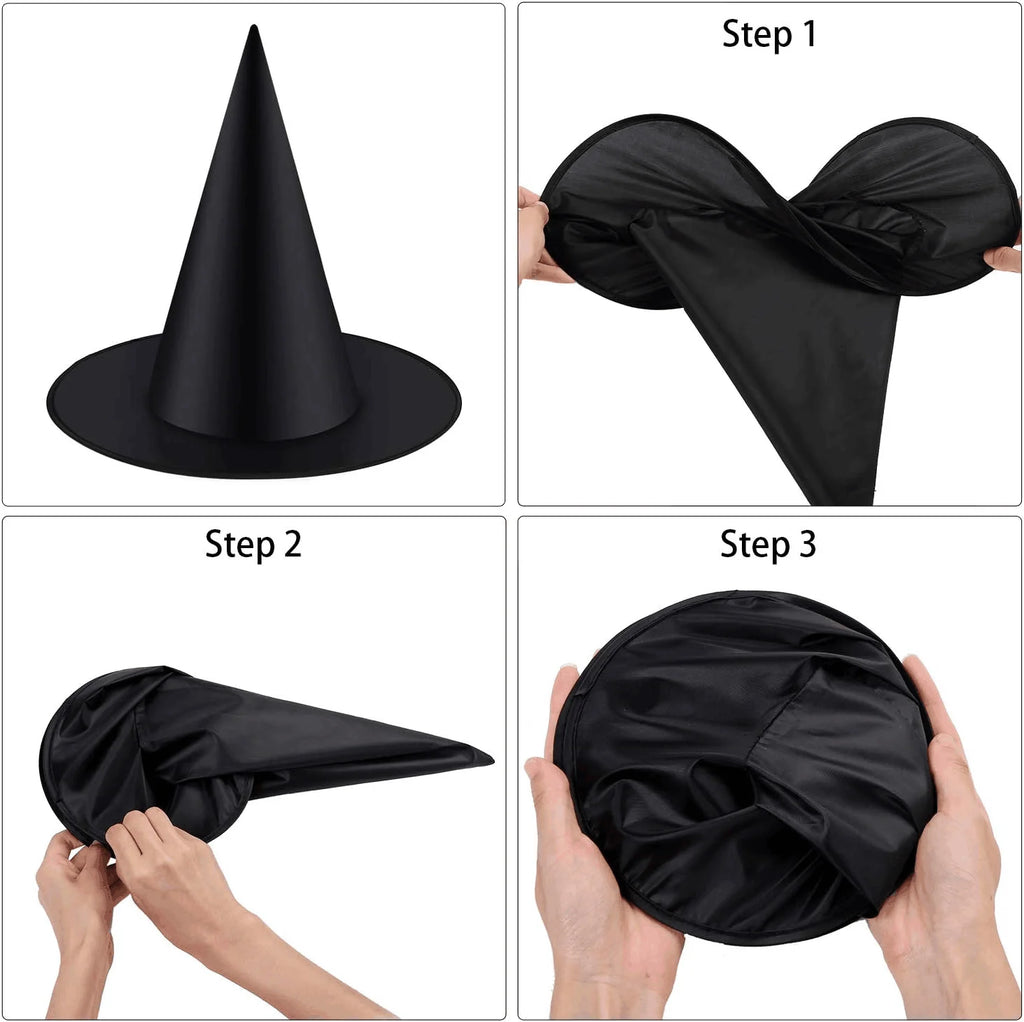 Black Witch Hats 12 Pack, Halloween Party Costume Hats