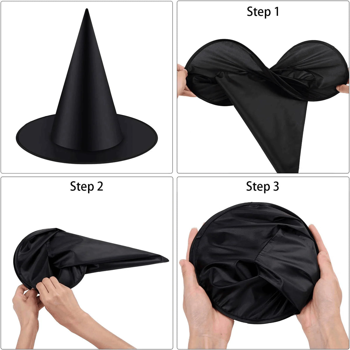 Black Witch Hats 12 Pack, Halloween Party Costume Hats