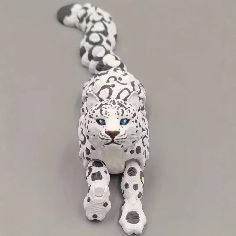 3D Printed Snow Leopard Model Simulation Multi-joint Movable Wild Animals Figurines Miniatures Home Decoration Crafts Figurines