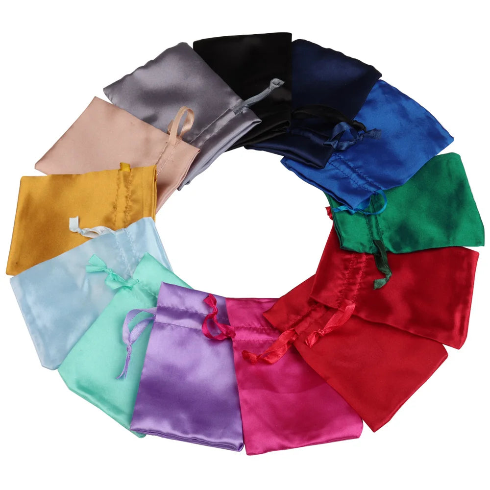 10/25/50pcs/lot Silk Jewelry Gift Bag Satin Drawstring Pouch For Wedding Party Candy Bag Luxury Jewelry Packing