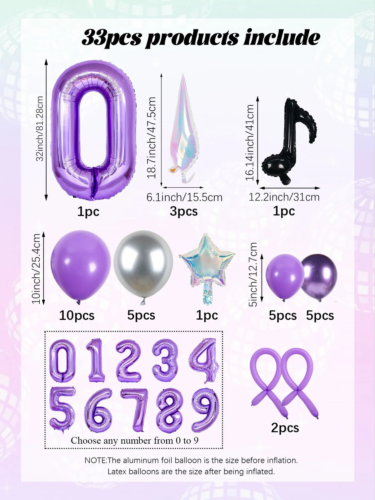 33pc Kpop Music-Themed Birthday balloon Pillar Set, Suitable for K-Pop Music-Themed Birthday Party Decorations and Disco-Themed