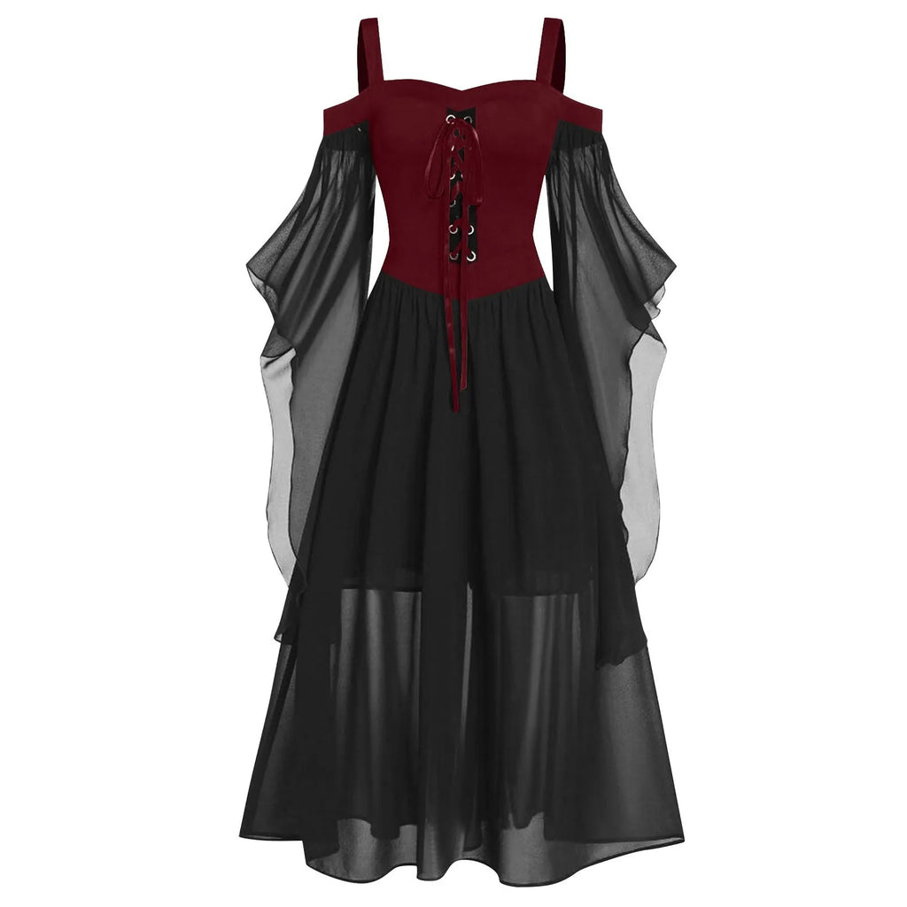 Plus Size Gothic Halloween Dress with Butterfly Sleeves