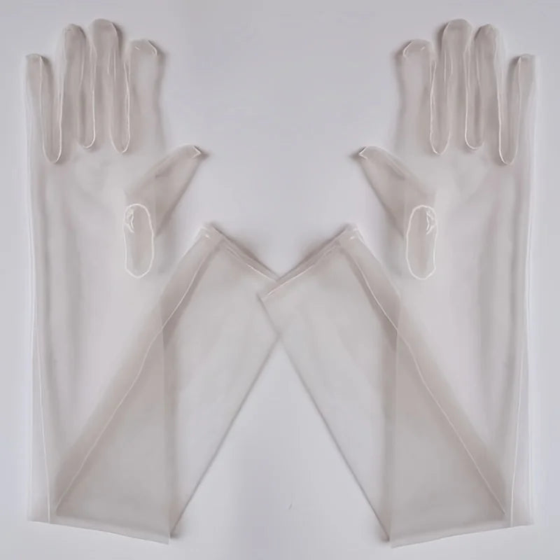 Ladies' Festival Colorful Long Satin Transparent Gloves with Fingers Black White Red Sexy Dance Party Theme Halloween