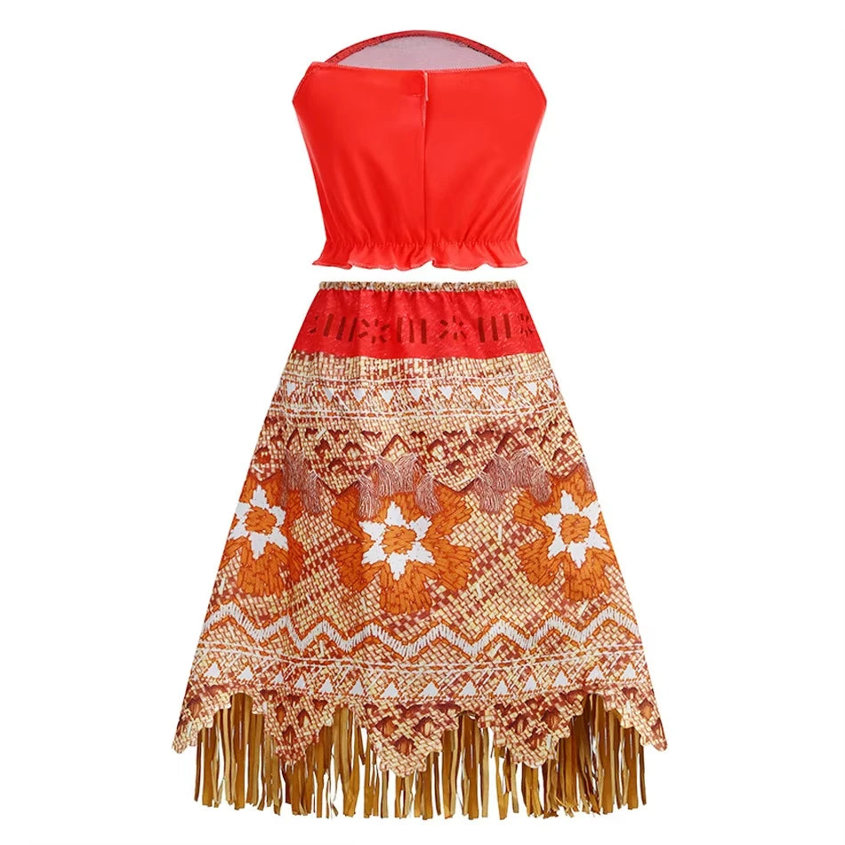 Girls Island Princess Costume Dress with Headwear & Necklace