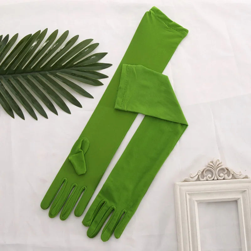 45cm Long Women Elasticity Matte Spandex Dance Performance Long Bride Wedding Mitten Halloween Party Cosplay Princess Glove P26
