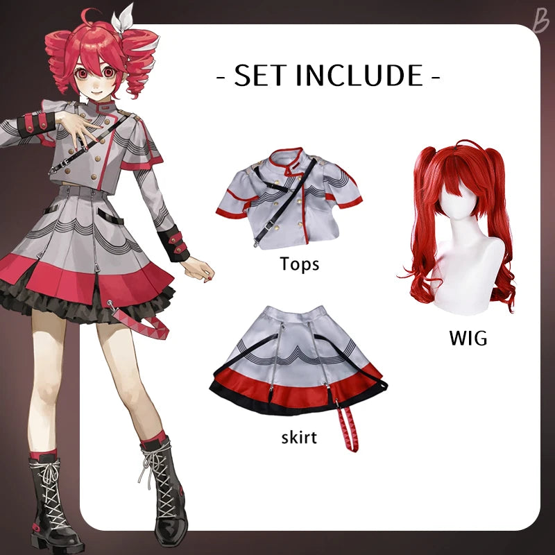 Women’s Red Anime-Inspired Cosplay Uniform Costume