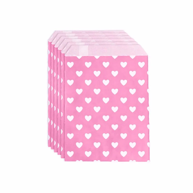 25 pcs Valentine's Day Gift Bags 13x18cm,  Red Heart Paper Treat Bags Small Favor Bags for Valentine's Party, Wedding, Birthday