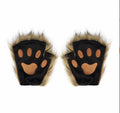 Wolf Paw Gloves Faux Fur Cat Fingerless Mittens Winter Warm Cosplay Halloween Fancy Party Costume Accessories