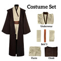 Men's Jedi-Inspired Robe Tunic Costume with Hooded Cloak