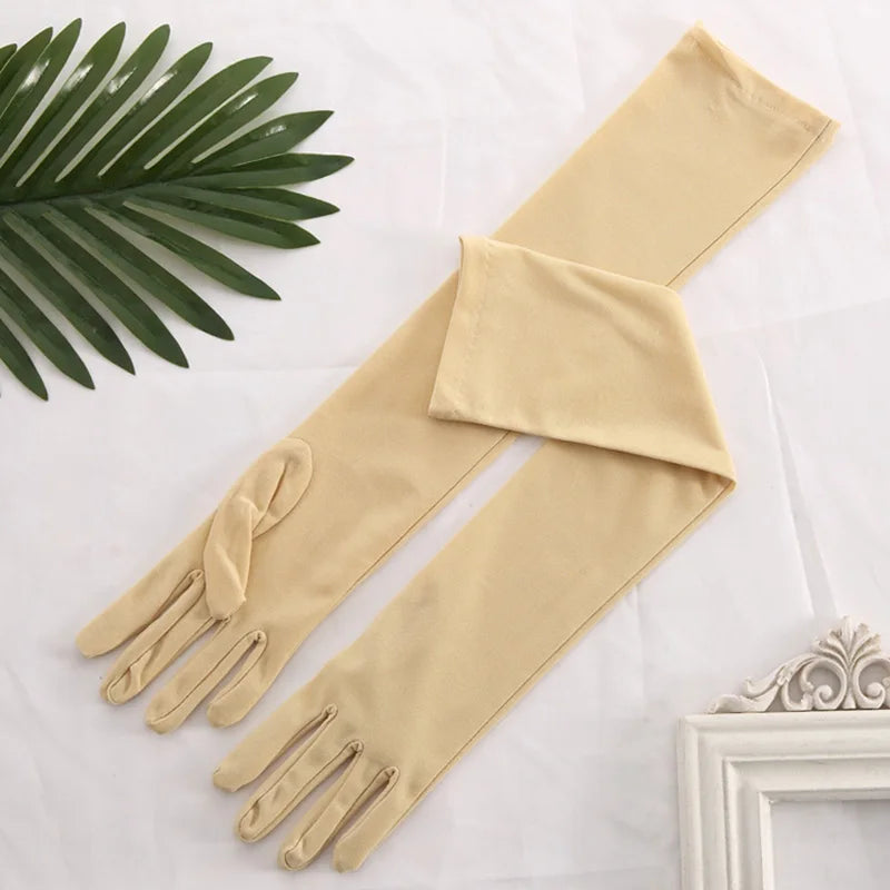45cm Long Women Elasticity Matte Spandex Dance Performance Long Bride Wedding Mitten Halloween Party Cosplay Princess Glove P26