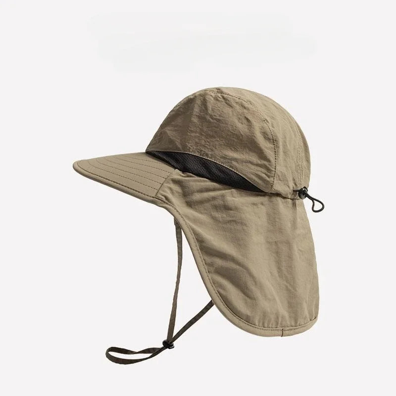 Unisex Wide Brim Sun Hat with Neck Flap & Mesh Panels