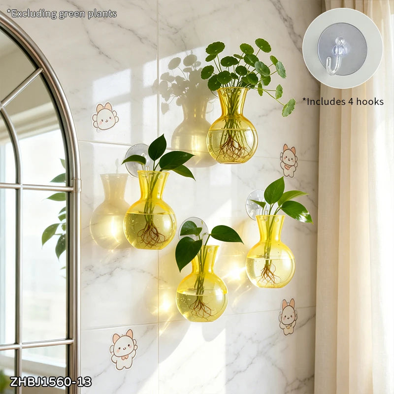 Creative Semi Circular Class Wall Mounted Vase Flower Plate Plant Hydroponic Aquarium Wall Fish Tank Aquarium Home Decoration