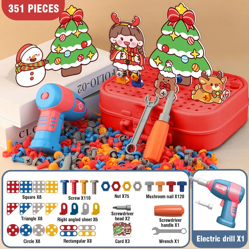 Children Toys Tool Set Electric Drill Screw Nut 3D Puzzle Toys Pretend Play Dinosaur Drilling Assembly Educational Toys for Boys