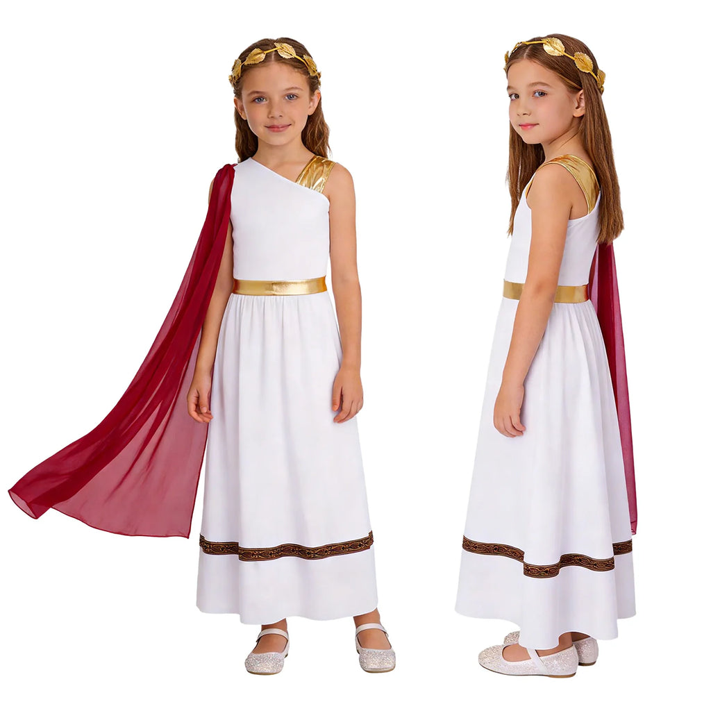 Girls Ancient Greek Goddess Toga Costume for Halloween